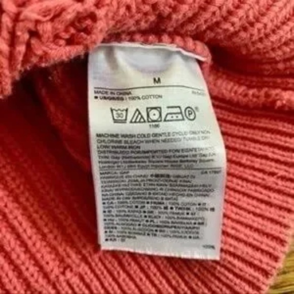 Gap Cable Knit Chunky Coral Coast Salmon Crew Neck Sweater Size M - Picture 7 of 11